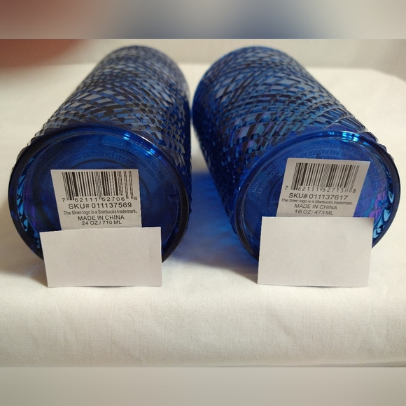 AUTHENTIC STARBUCKS JEWELED AZURE BLUE VENTI & GRANDE 2 COLD CUP BUNDLE (NWT) - Picture 8 of 8